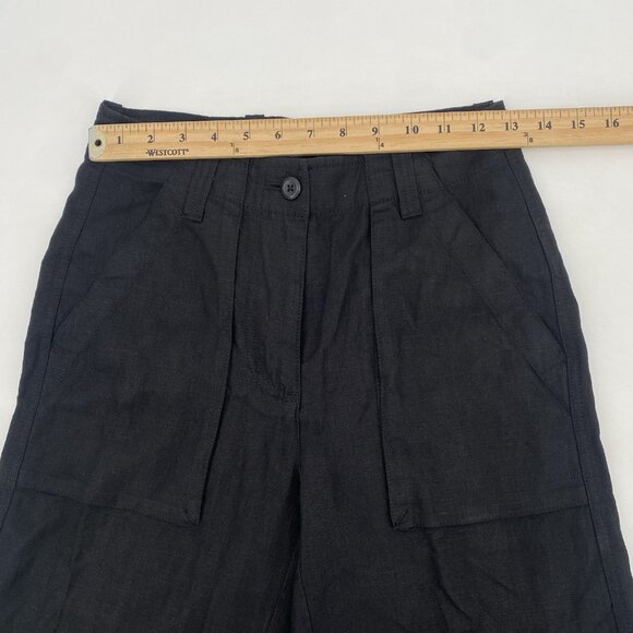 J. Crew Size 00 Seaside Cargo Pants Black High Waist Linen-TENCEL Lyocell Blend - Picture 8 of 16